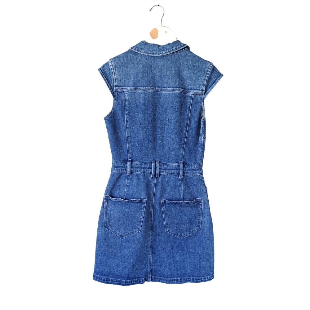 PAIGE Jaxsyn Denim Cap Sleeve Mini Dress Size 4 Kamilla Medium Blue Wash - Picture 11 of 15